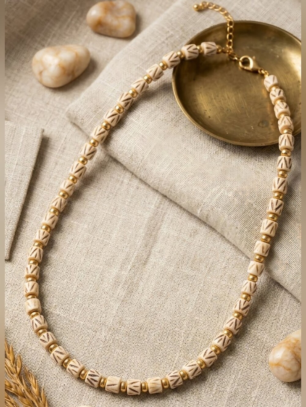 Elegant Gold-Tone Beaded Women's Necklace